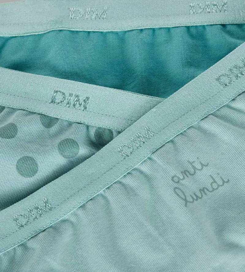 Lot de 3 culottes fille en coton stretch Vert d’Eau à pois Les Pockets