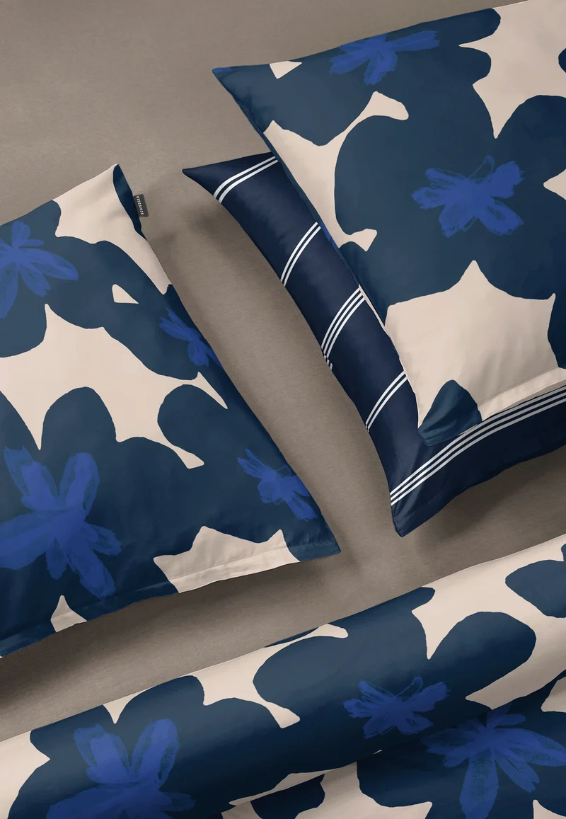 Bettwäscheset 2-teilig Beige/Blau gemustert - SCHIESSER Home