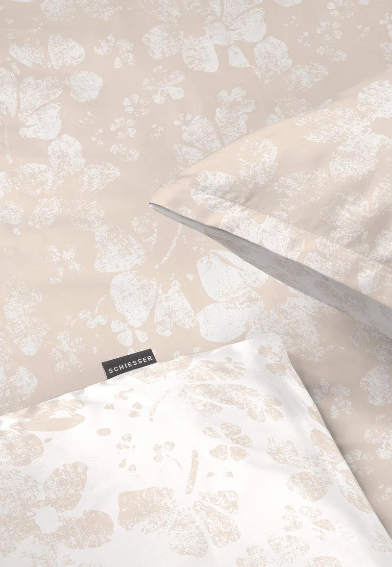 Bettwäscheset 2-teilig Satin Beige/Weiss gemustert - SCHIESSER Home