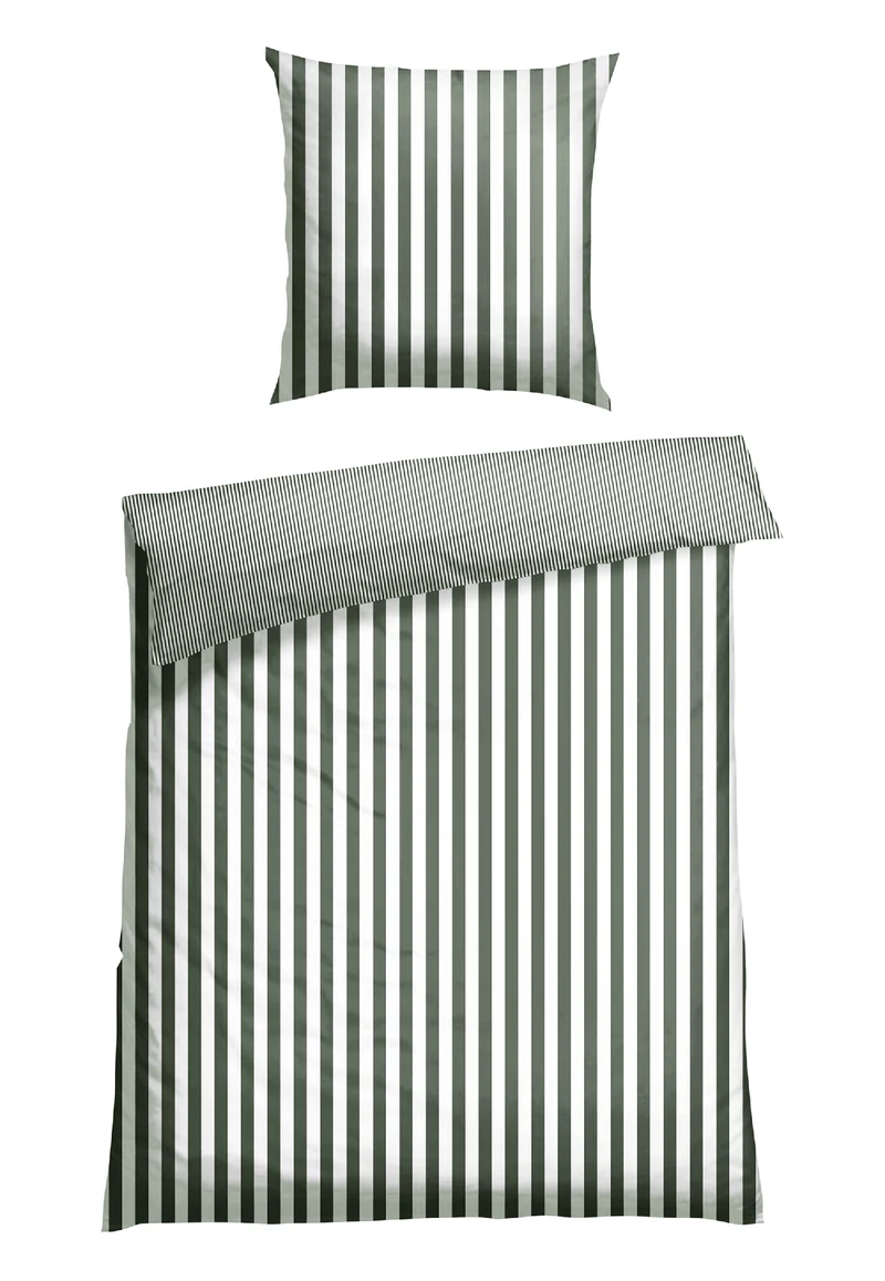 Bettwäscheset 2-teilig Grün/Weiss gestreift - SCHIESSER Home