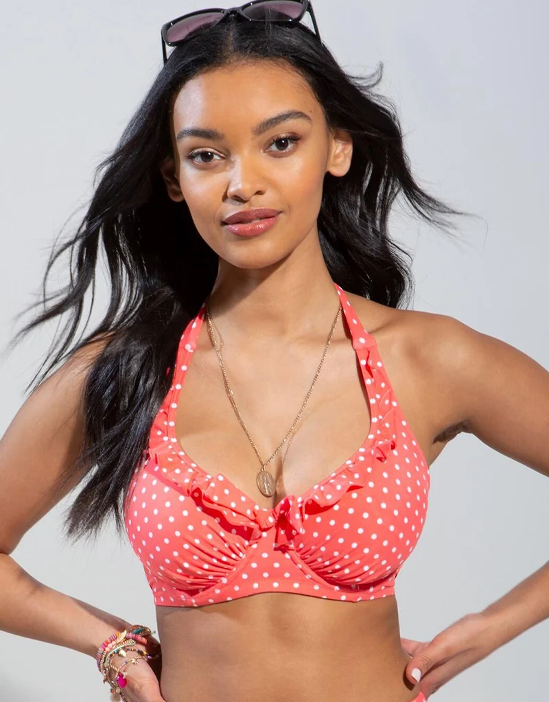 Pour Moi Hot Spots Halter Bikini Top Coral