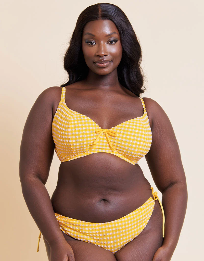 Curvy Kate Holiday Check Tie-Side Bikini Brief Sunshine Yellow