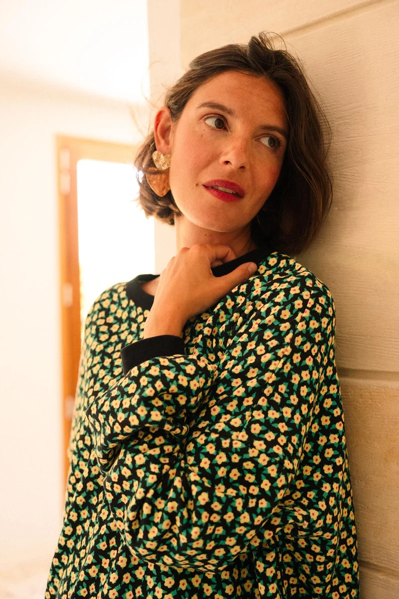 Robe Sweat 100% Coton BIO - Mini Fleurs Jaune