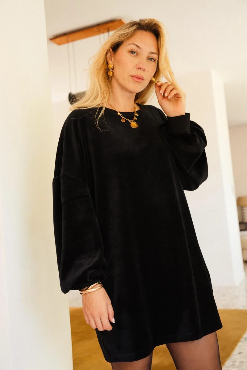 Robe Sweat Velours - Noir