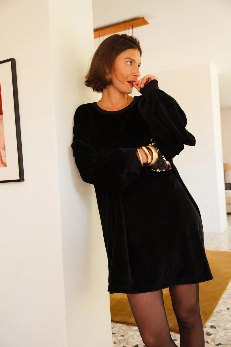 Robe Sweat Velours - Noir