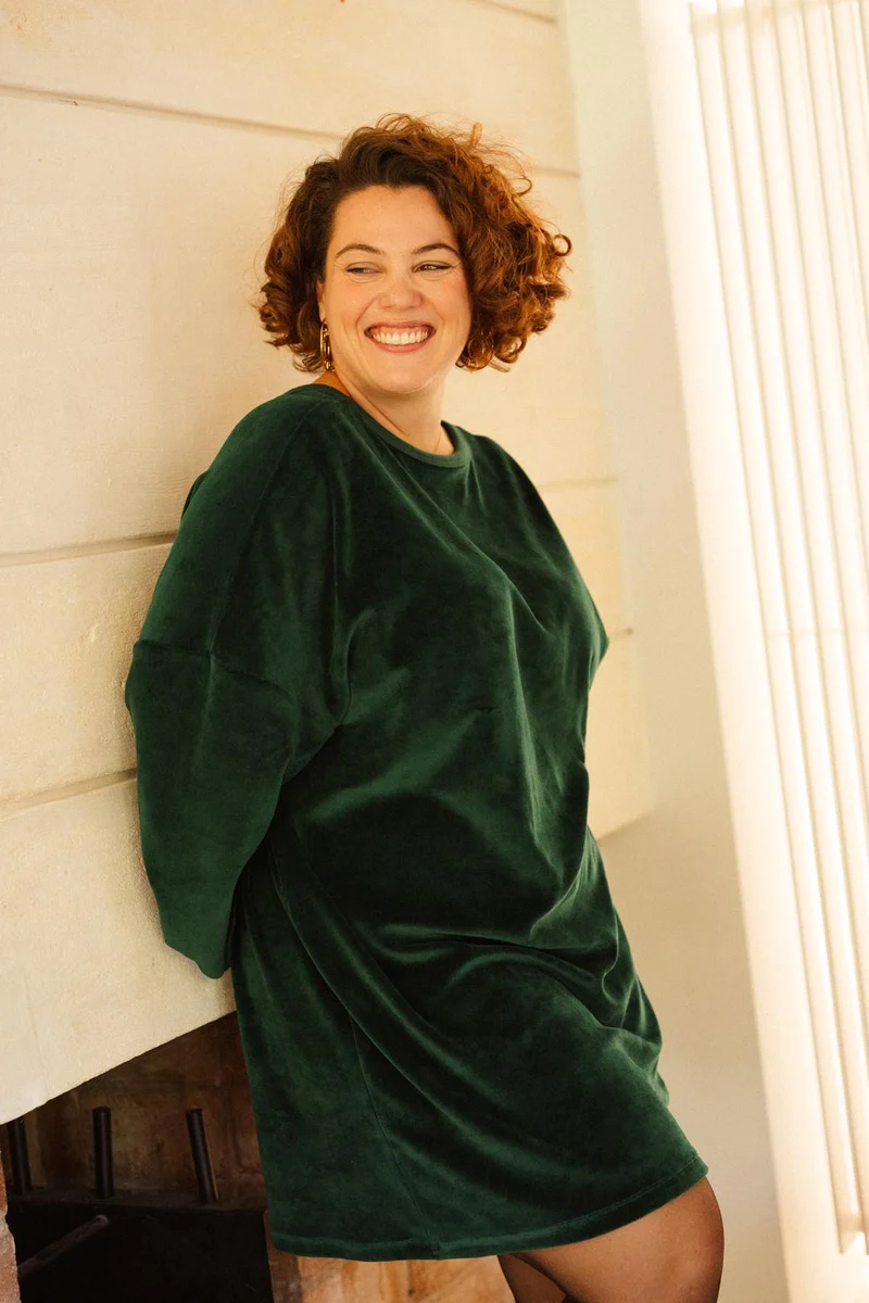 Robe Sweat Velours - Vert Foncé