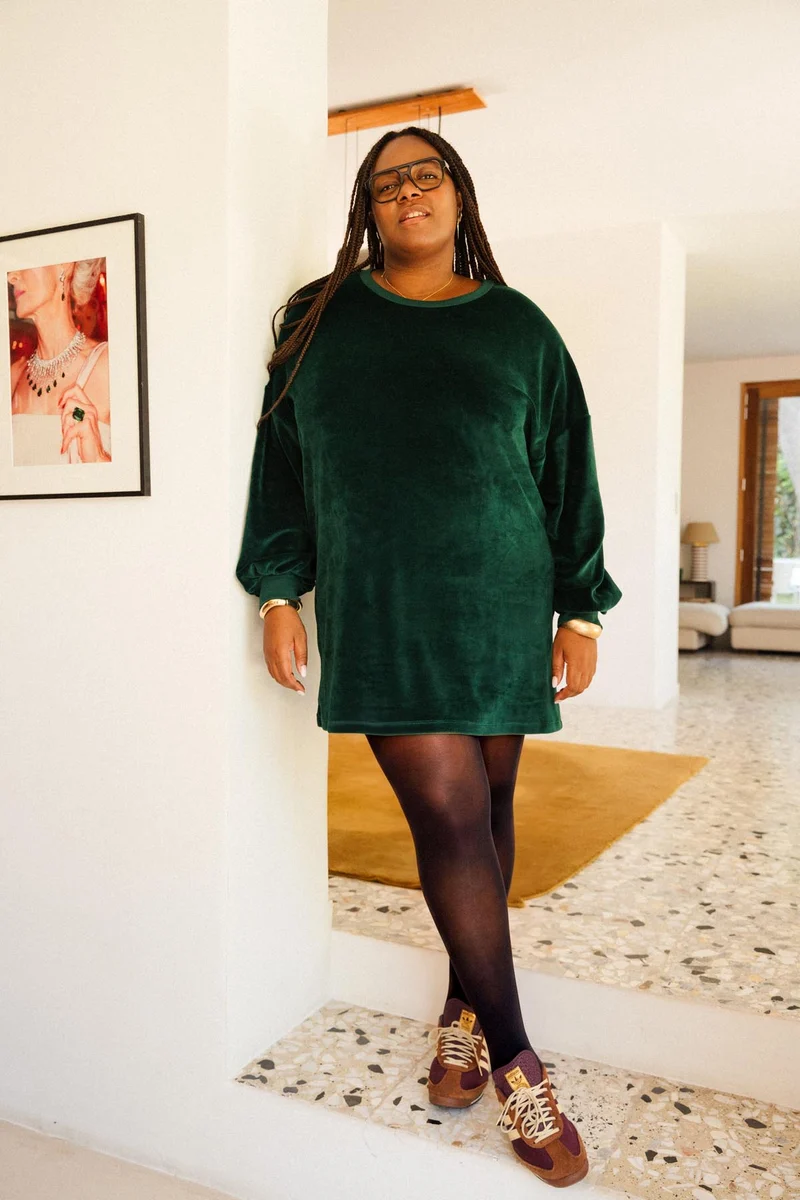 Robe Sweat Velours - Vert Foncé