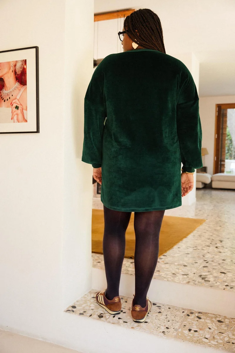 Robe Sweat Velours - Vert Foncé