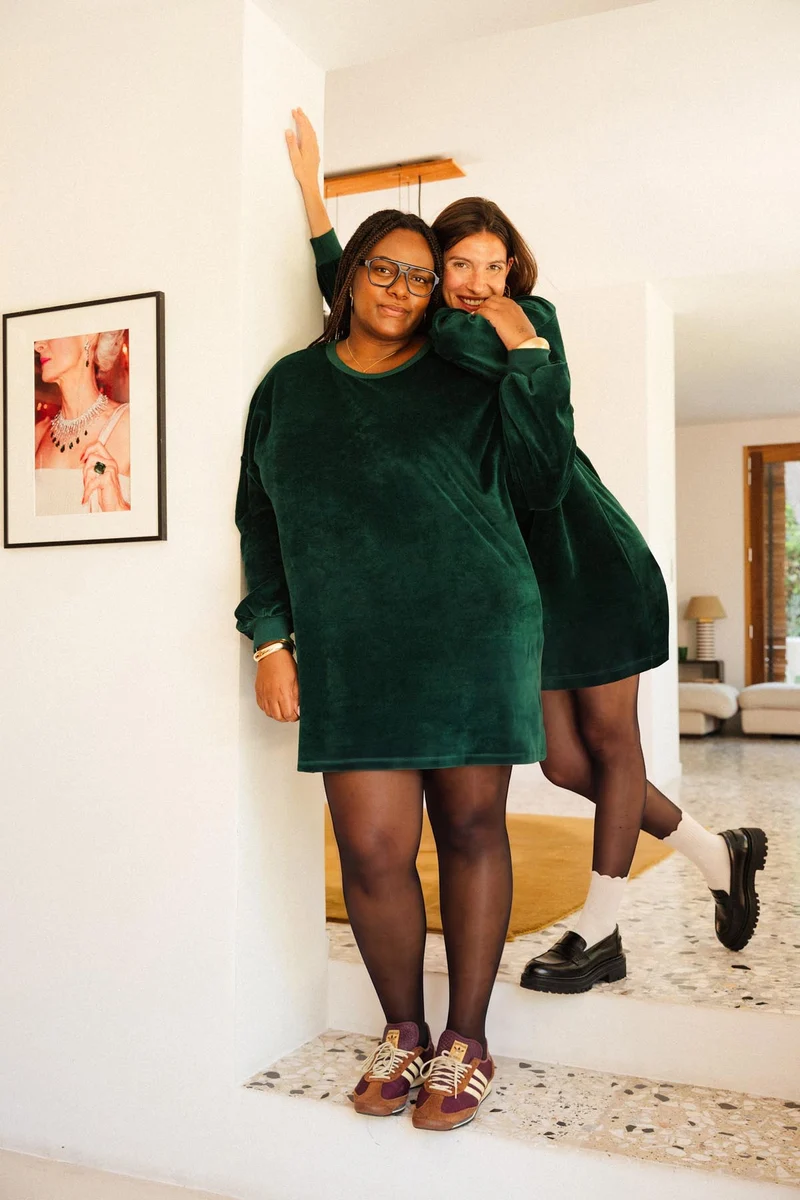 Robe Sweat Velours - Vert Foncé