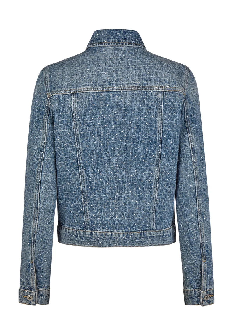 Veste courte denim et texturée