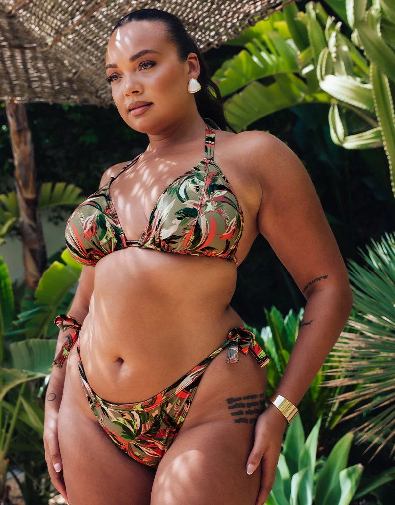 Curvy Kate Sunset Palm String Bikini Top Palm Print