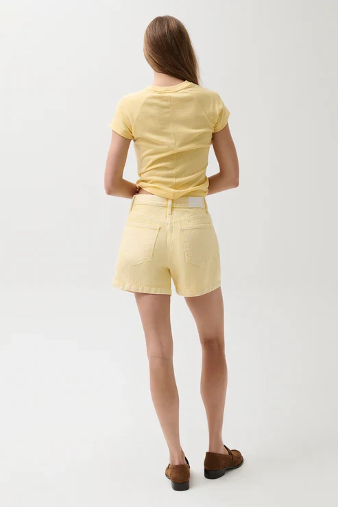 Short denim Saige à taille haute