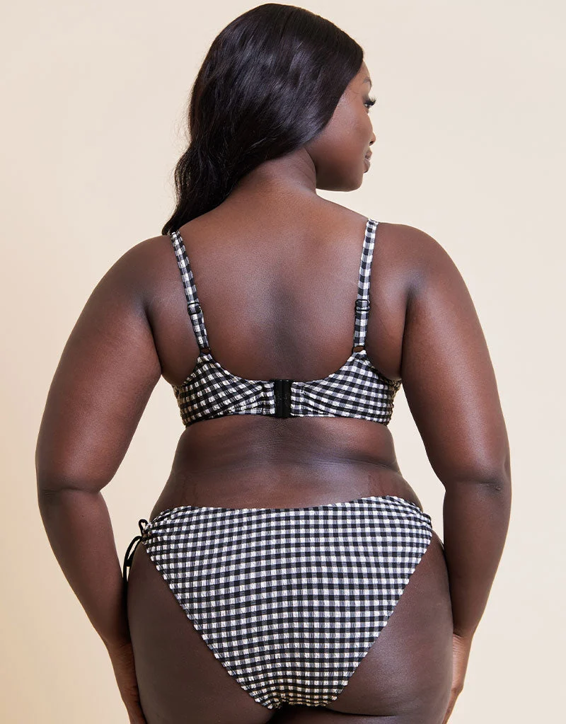 Curvy Kate Holiday Check Scooped Balcony Bikini Top Black