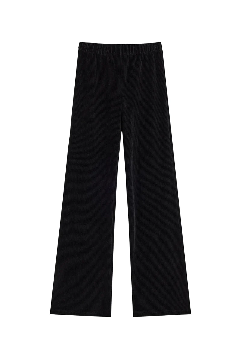 Pantalon Évasé Velours Côtelé - Noir