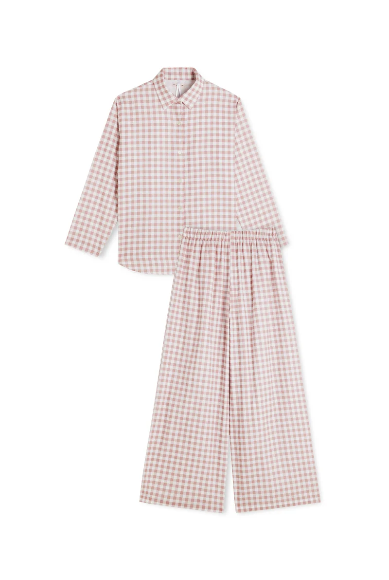 Pyjama Long Flanelle - Vichy Rose