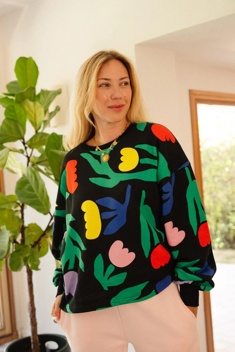 Sweat 100% Coton - Tulipia Noir