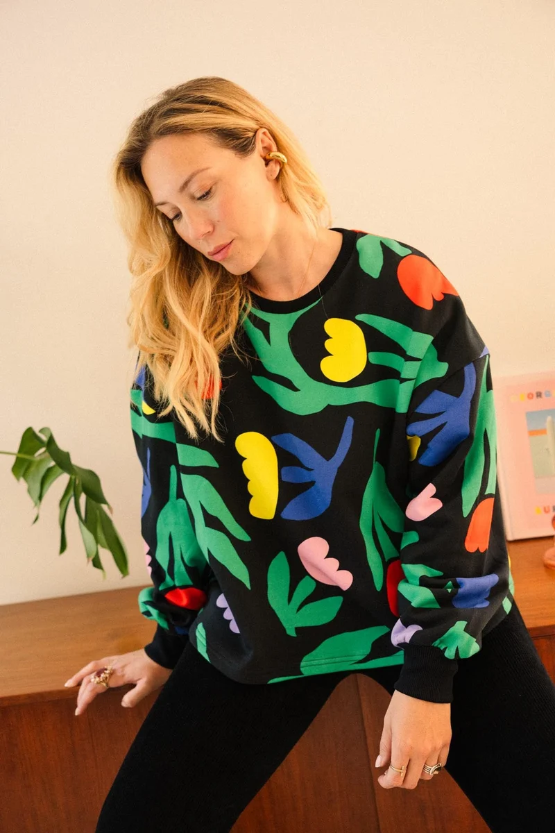 Sweat 100% Coton - Tulipia Noir