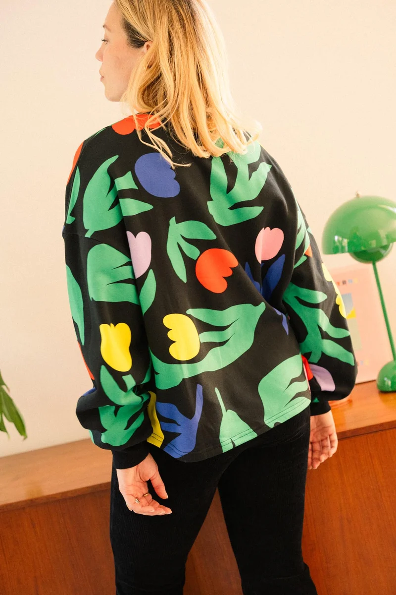 Sweat 100% Coton - Tulipia Noir