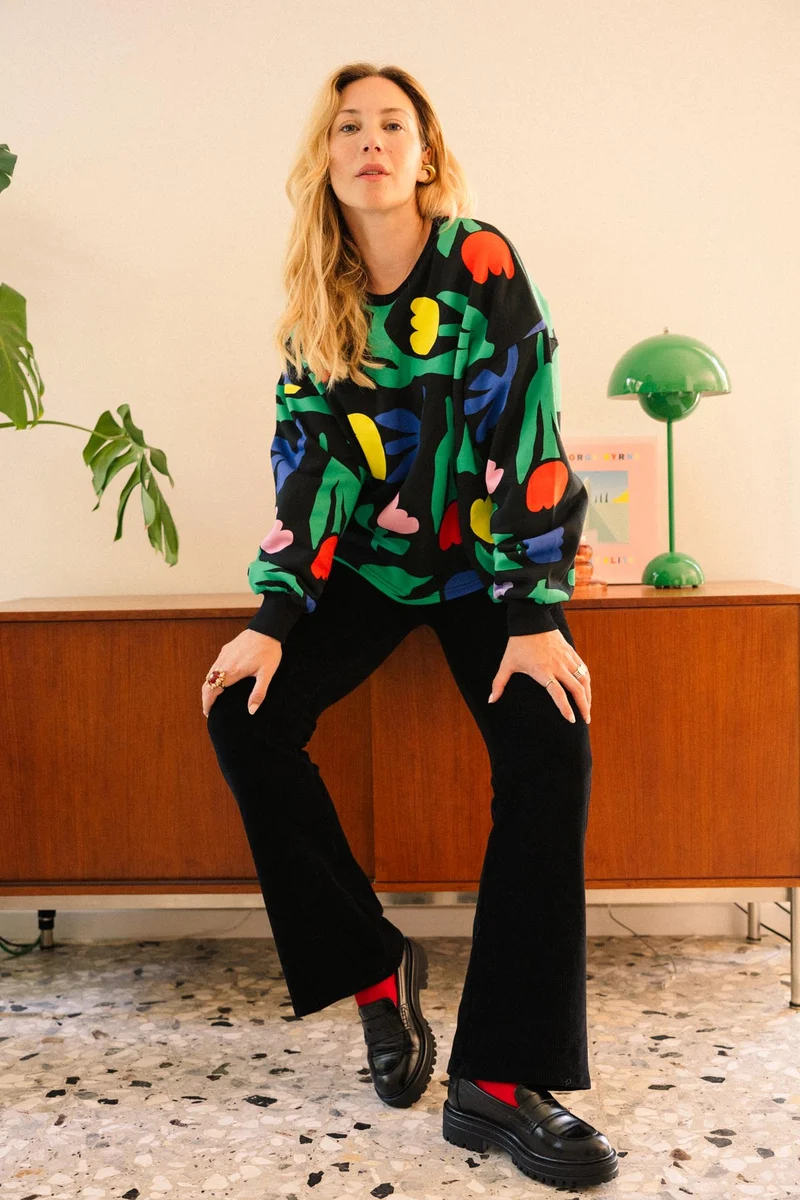 Sweat 100% Coton - Tulipia Noir
