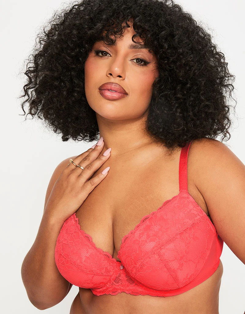 Ann Summers Sexy Lace Padded Plunge Bra Coral