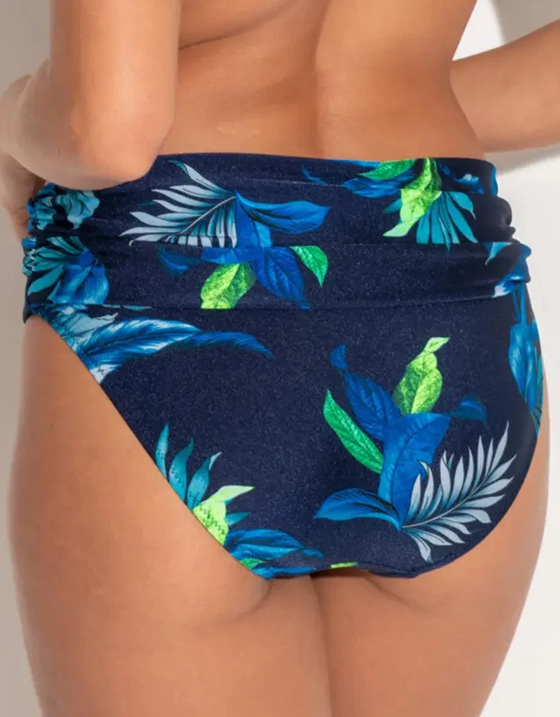 Pour Moi Palermo Fold Over Bikini Brief Navy Tropical