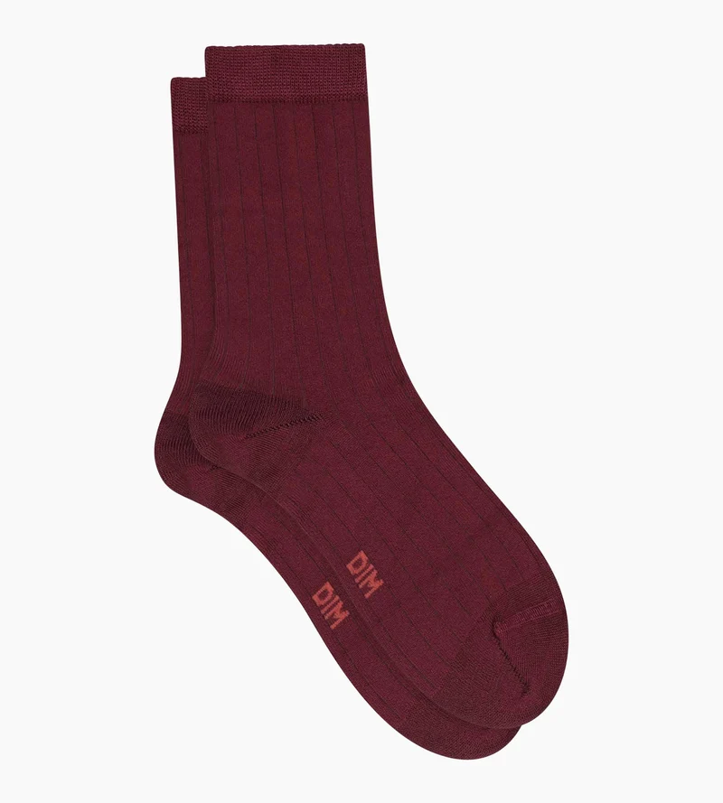 Chaussettes femme côtelées en coton satiné Dahlia Dim Mode