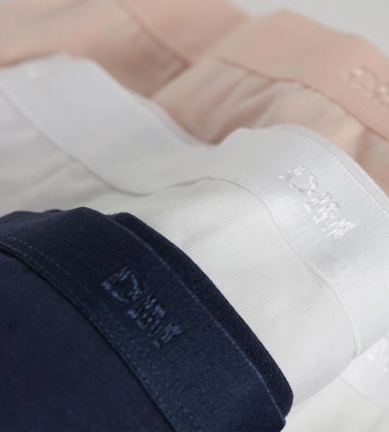 Lot de 3 slips fille en coton stretch Rose Bleu Blanc Les Pockets