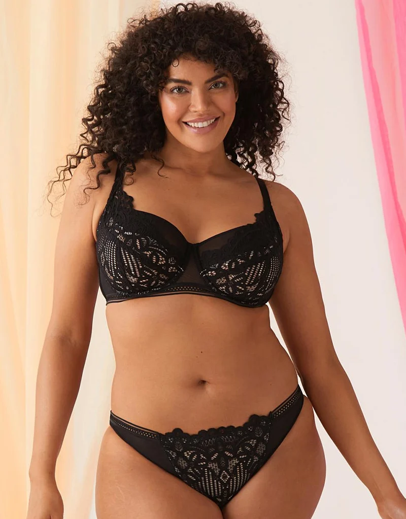 Figleaves Harper Geometric Lace Full Cup Bra Black
