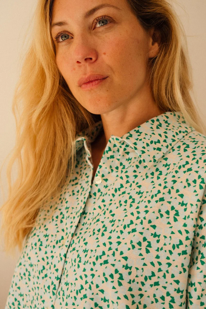 Pyjama Long Flanelle - Mini Fleurs Bleu Clair