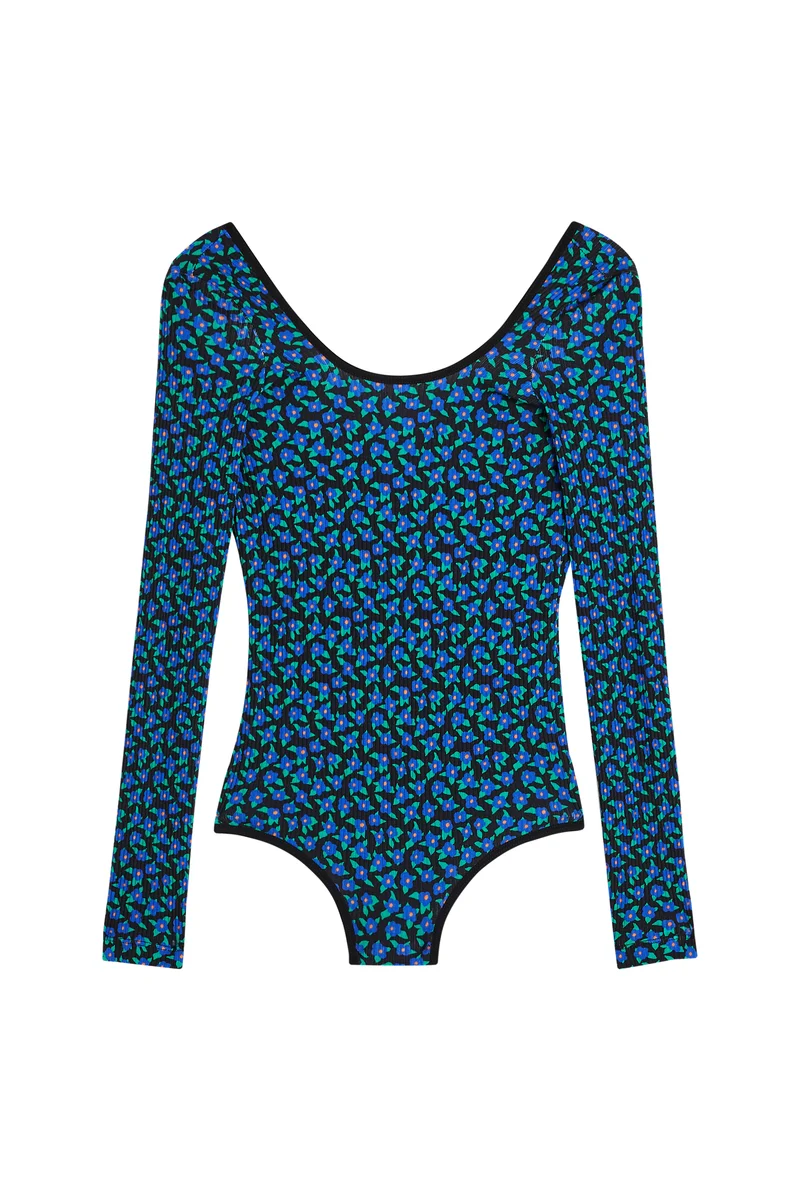 Body Coton BIO - Mini Fleurs Bleu