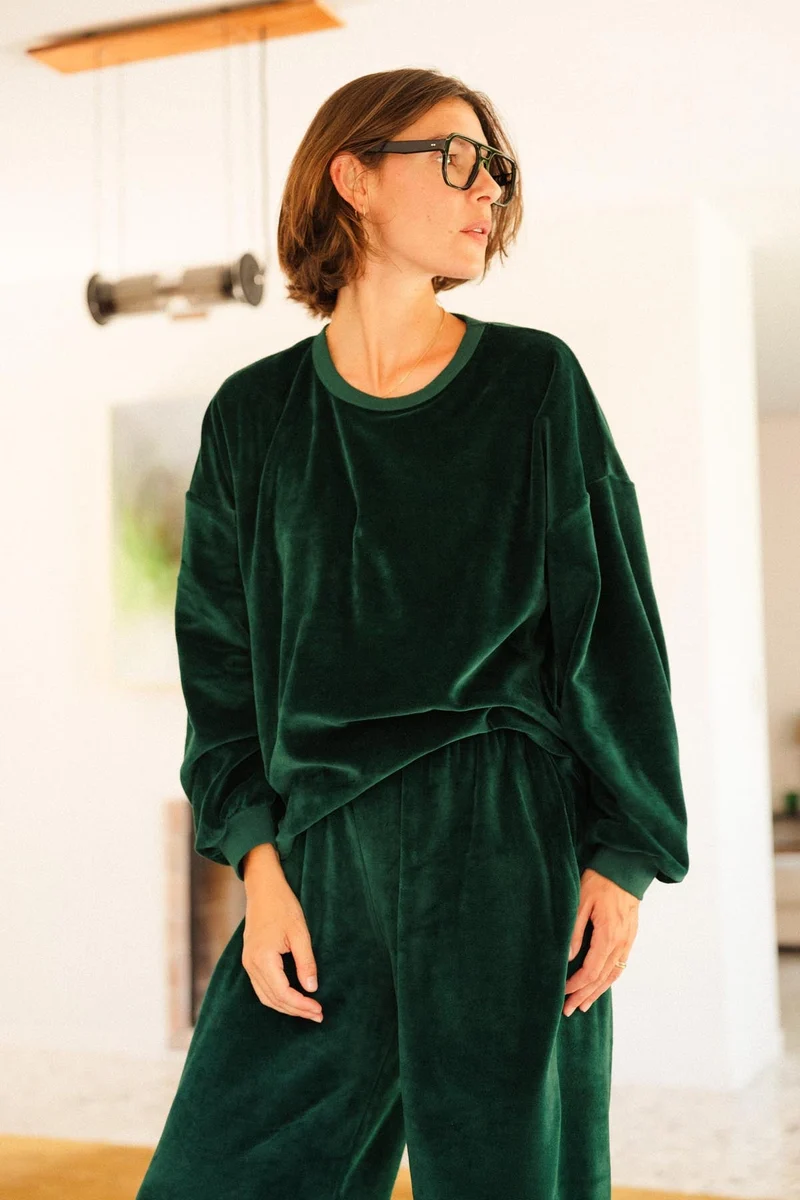 Sweat Velours - Vert Foncé