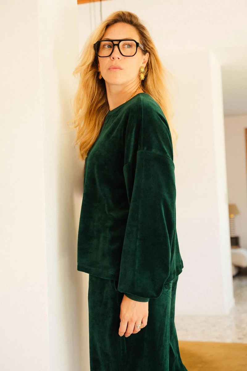 Sweat Velours - Vert Foncé
