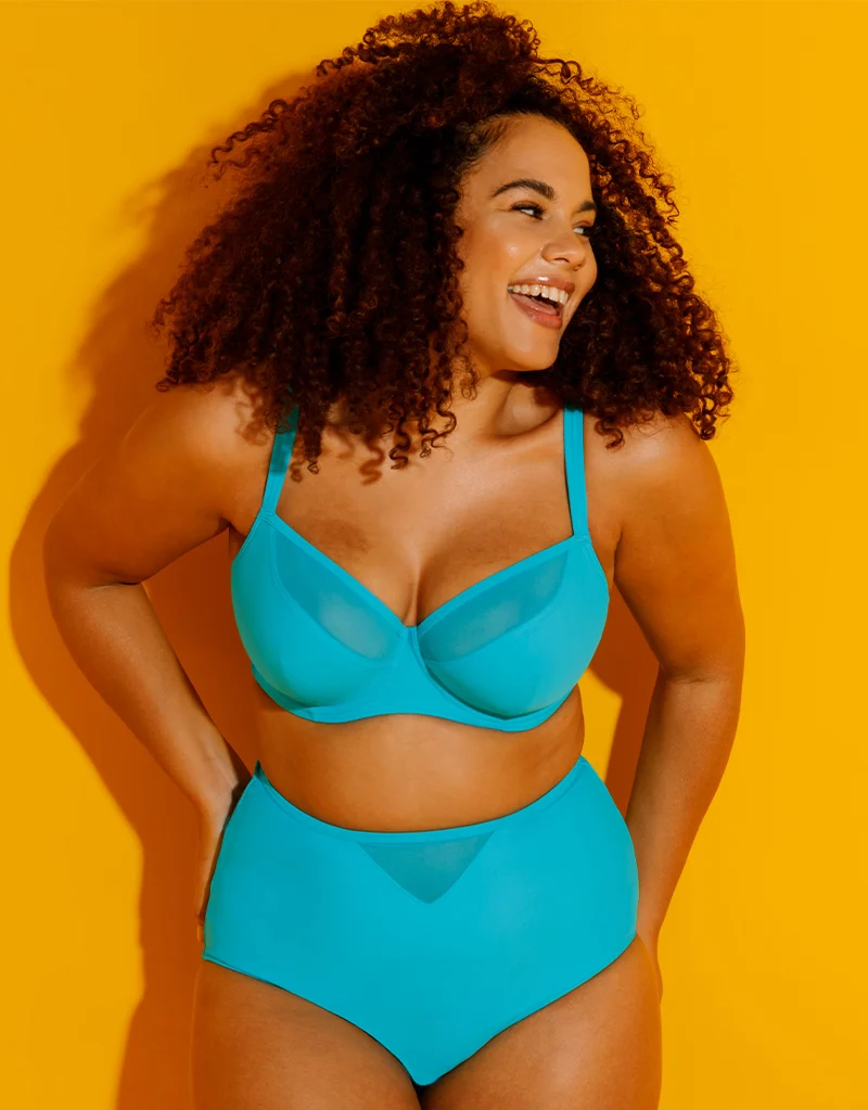 Curvy Kate Sheer Class Padded Balcony Bikini Top Turquoise