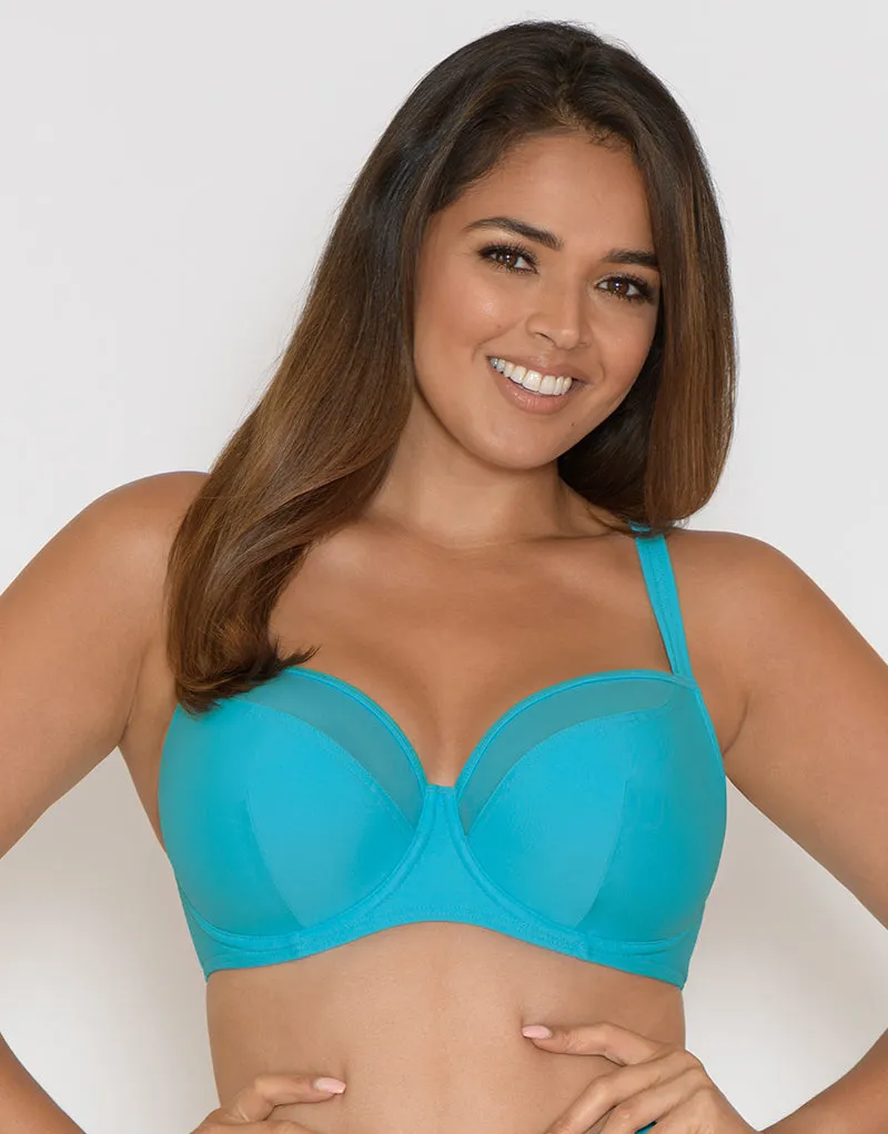 Curvy Kate Sheer Class Padded Balcony Bikini Top Turquoise