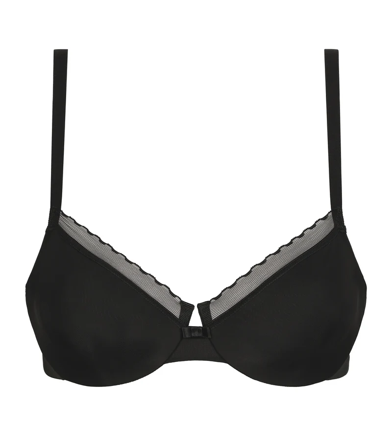 Soutien-gorge emboîtant en microfibre et tulle Noir Dim Daily Confort