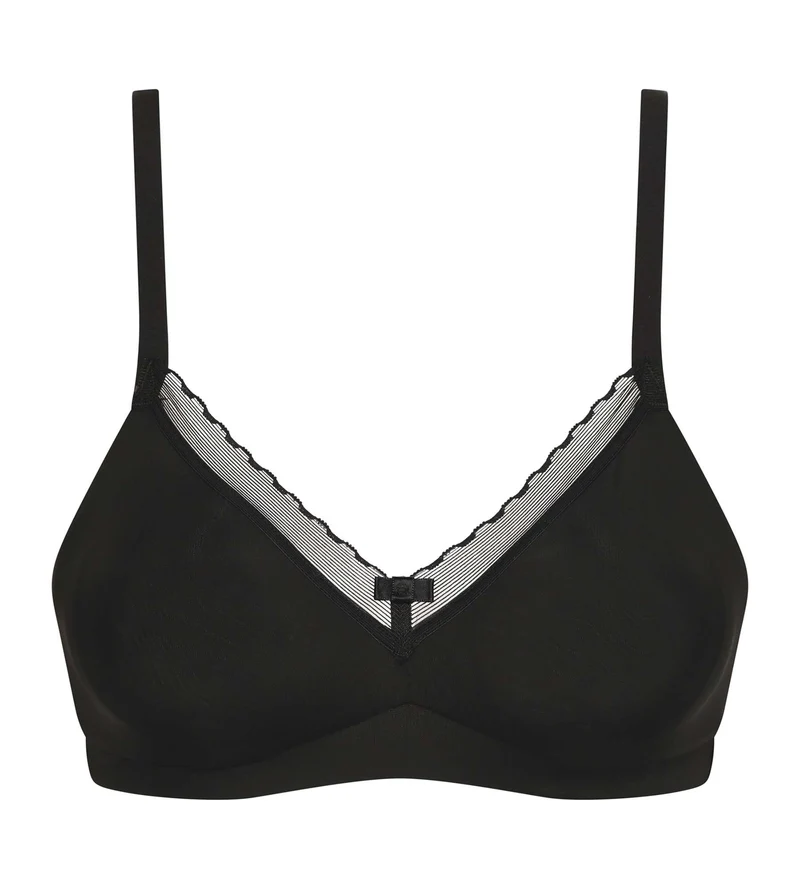 Soutien-gorge sans armature en microfibre et tulle Noir Daily Confort