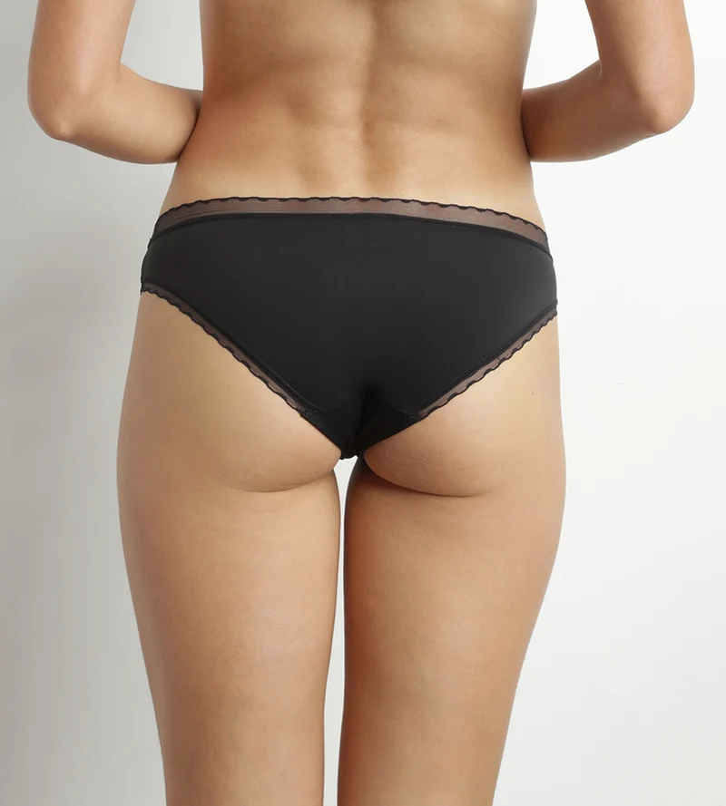 Slip femme en microfibre et tulle Noir Dim Daily Confort