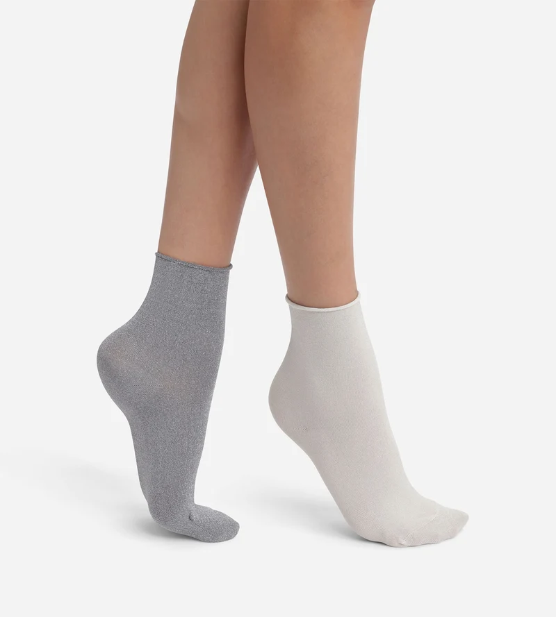 Lot de 2 paires de chaussettes femme lurex Gris Dim Mode