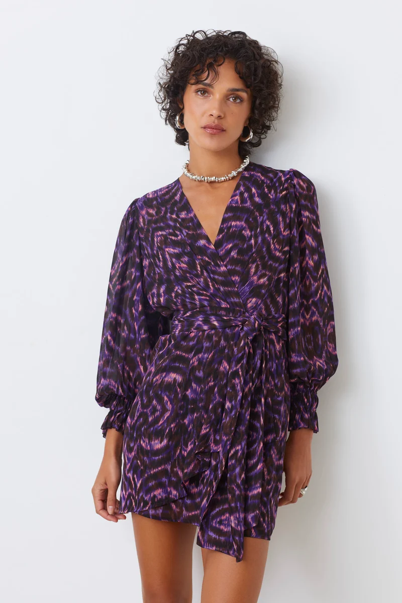 Robe courte avec imprimé ikat Cristal