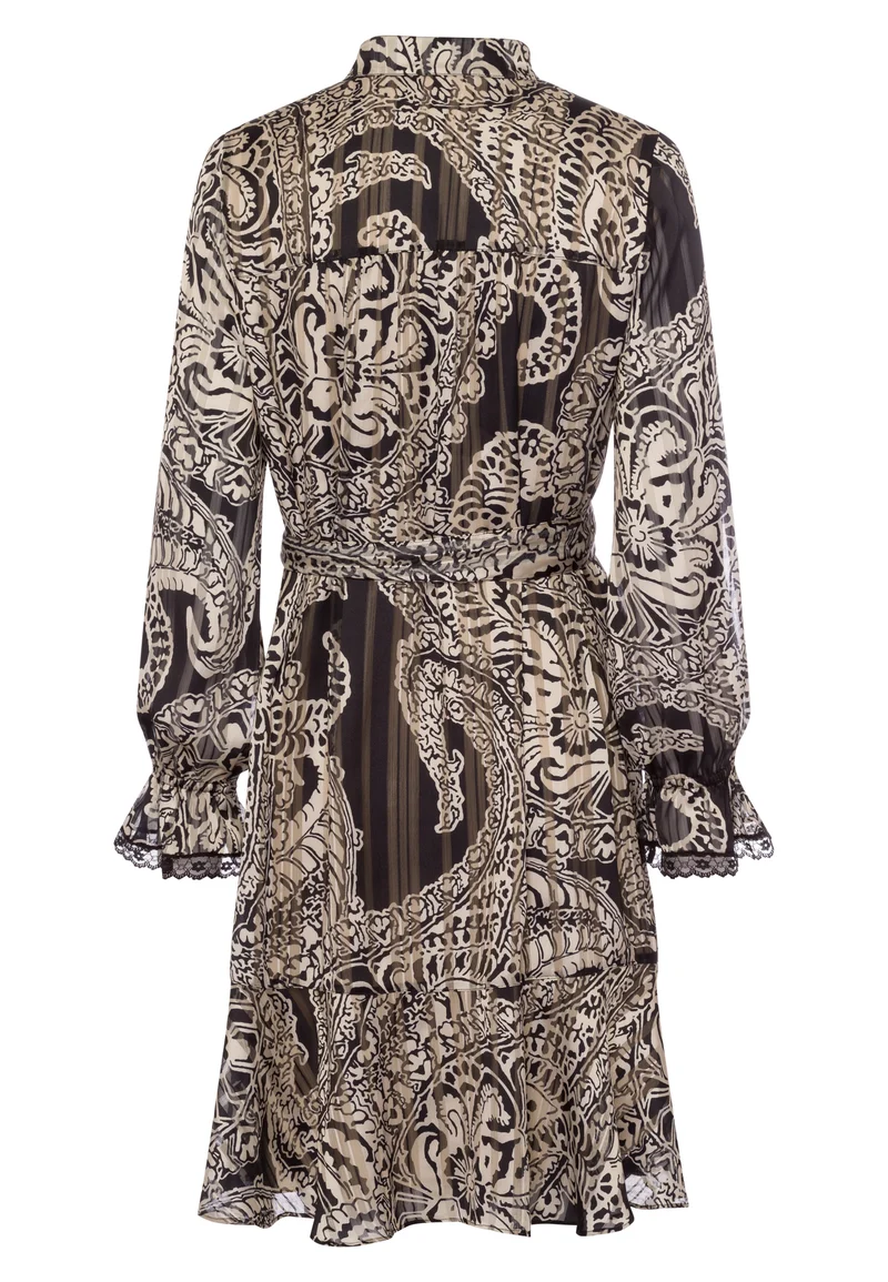 Robe courte avec imprimé paisley et détails en dentelle