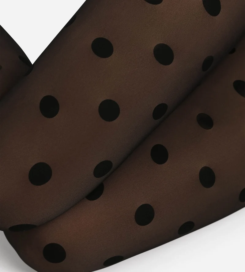 Collant chaud effet transparent noir à Pois Thermo