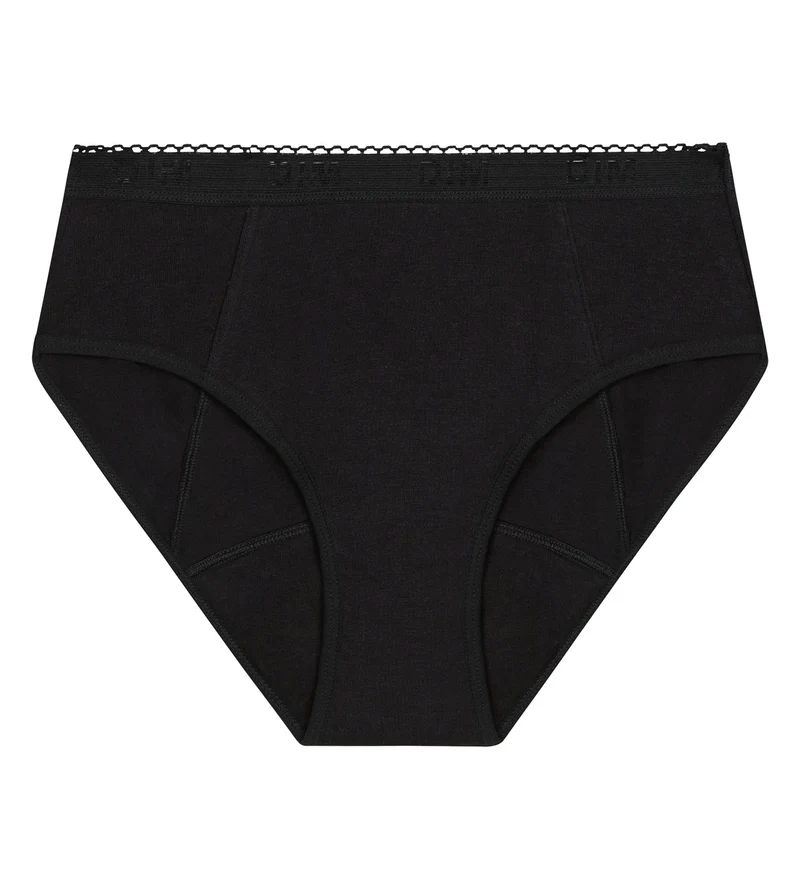 Shorty menstruel coton bio Noir Flux très abondant Dim Protect