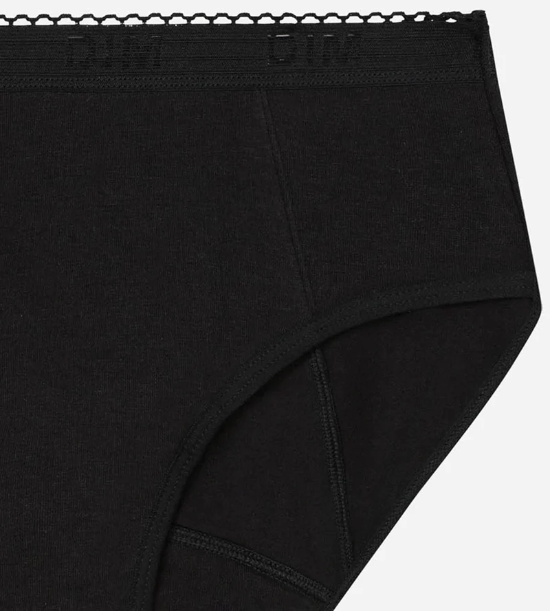Shorty menstruel coton bio Noir Flux très abondant Dim Protect