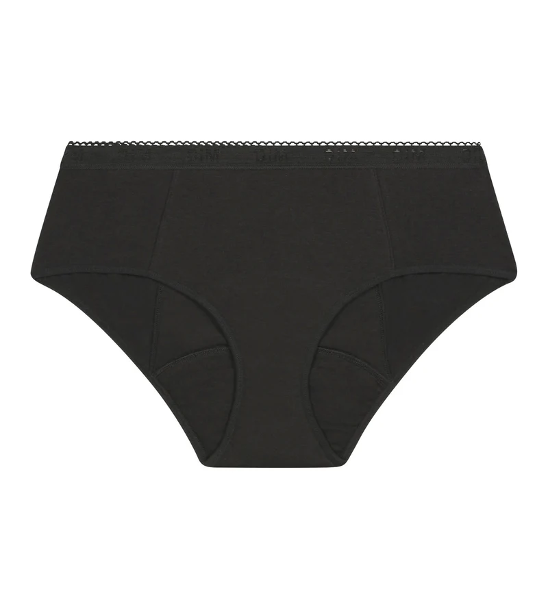 Shorty menstruel coton bio Noir Flux très abondant Dim Protect