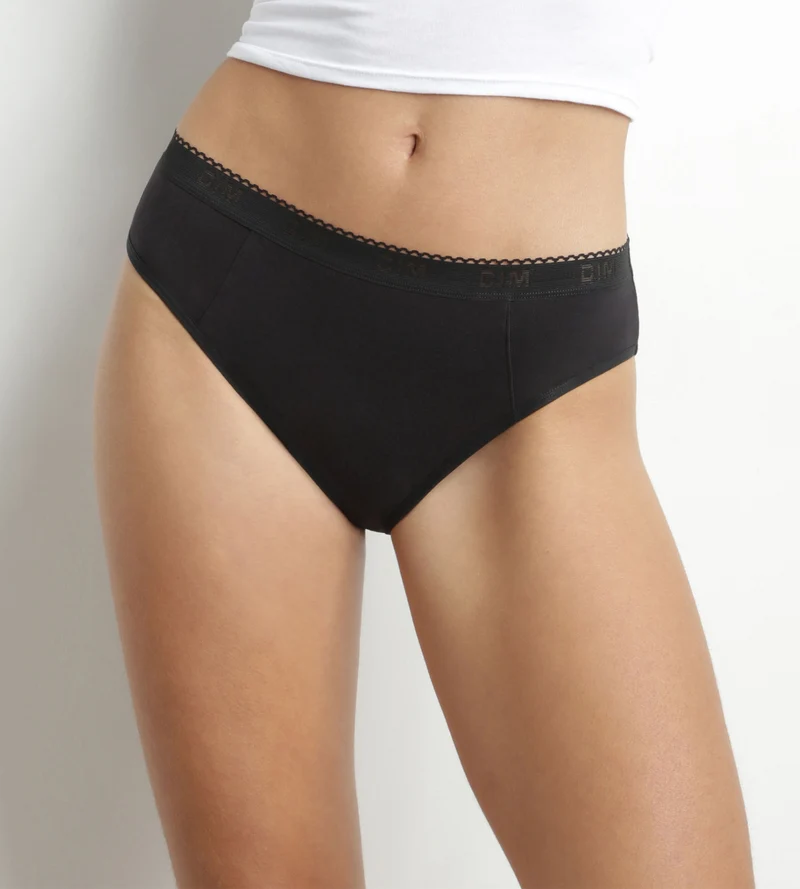 Culotte de règles lavable en coton bio Noir Flux très abondant Dim Protect