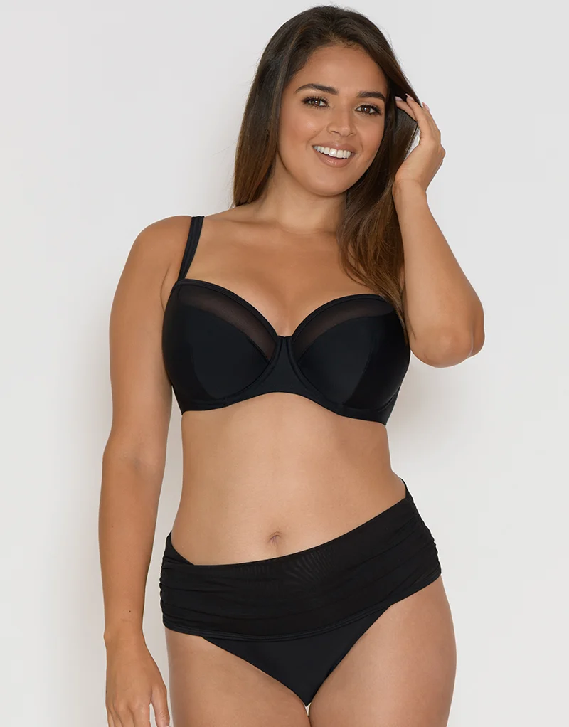Curvy Kate Sheer Class Padded Balcony Bikini Top Black