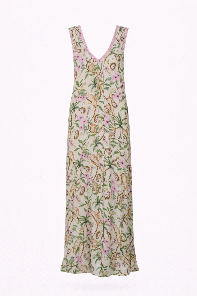 Robe longue à imprimé tropical Lamai