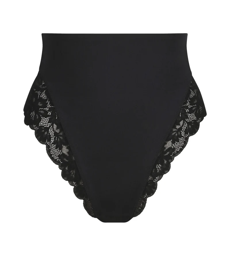 String galbant taille haute microfibre et dentelle Noir Dim Silhouette Elegance