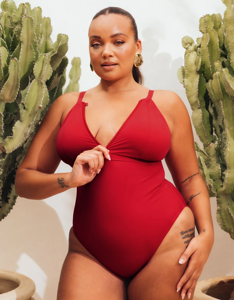 Curvy Kate Zip Tide Non-Wired Multiway Swimsuit Red