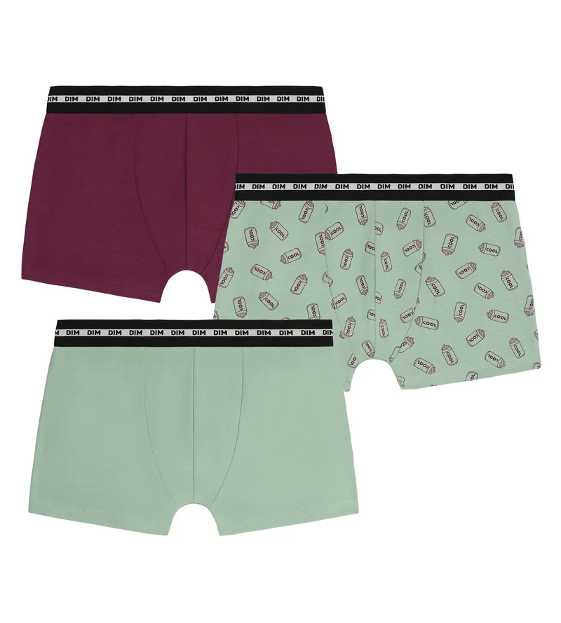 Lot de 3 boxers garçon coton stretch Cuivre à motifs EcoDim Mode